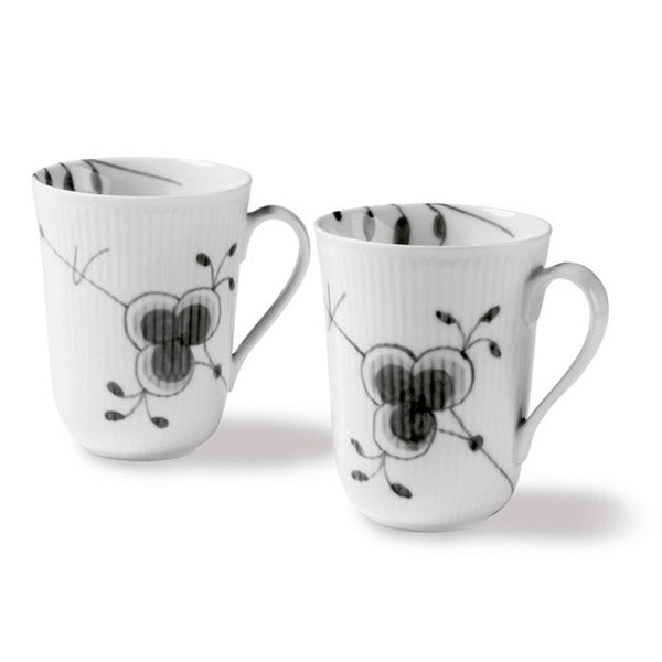 Royal Copenhagen Sort Mega riflet krus - 2 stk. - Bahne